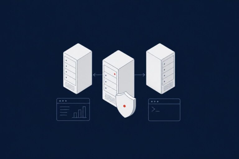 Primary server replicating to two secondary servers with a shield, representing SQL Server Always On availability groups
