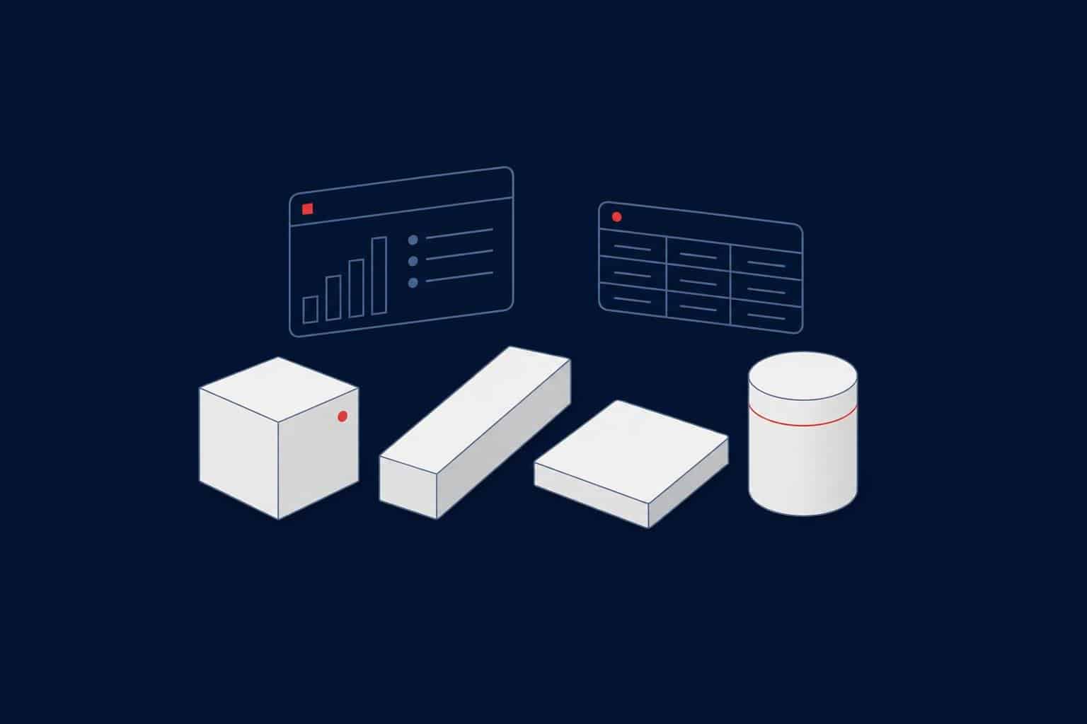 Blocks of different shapes and sizes arranged in a row, representing SQL Server data types