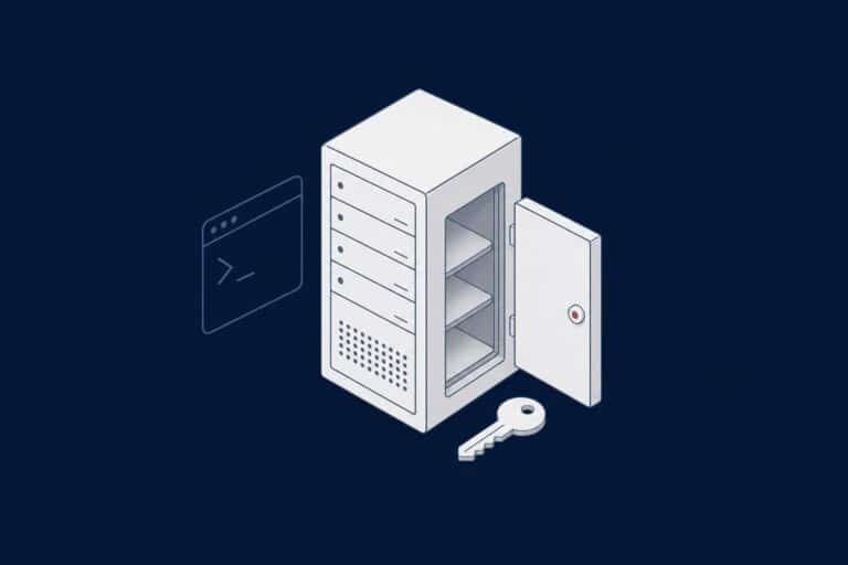 Server with a small reserved side door and a key, representing the SQL Server Dedicated Admin Connection