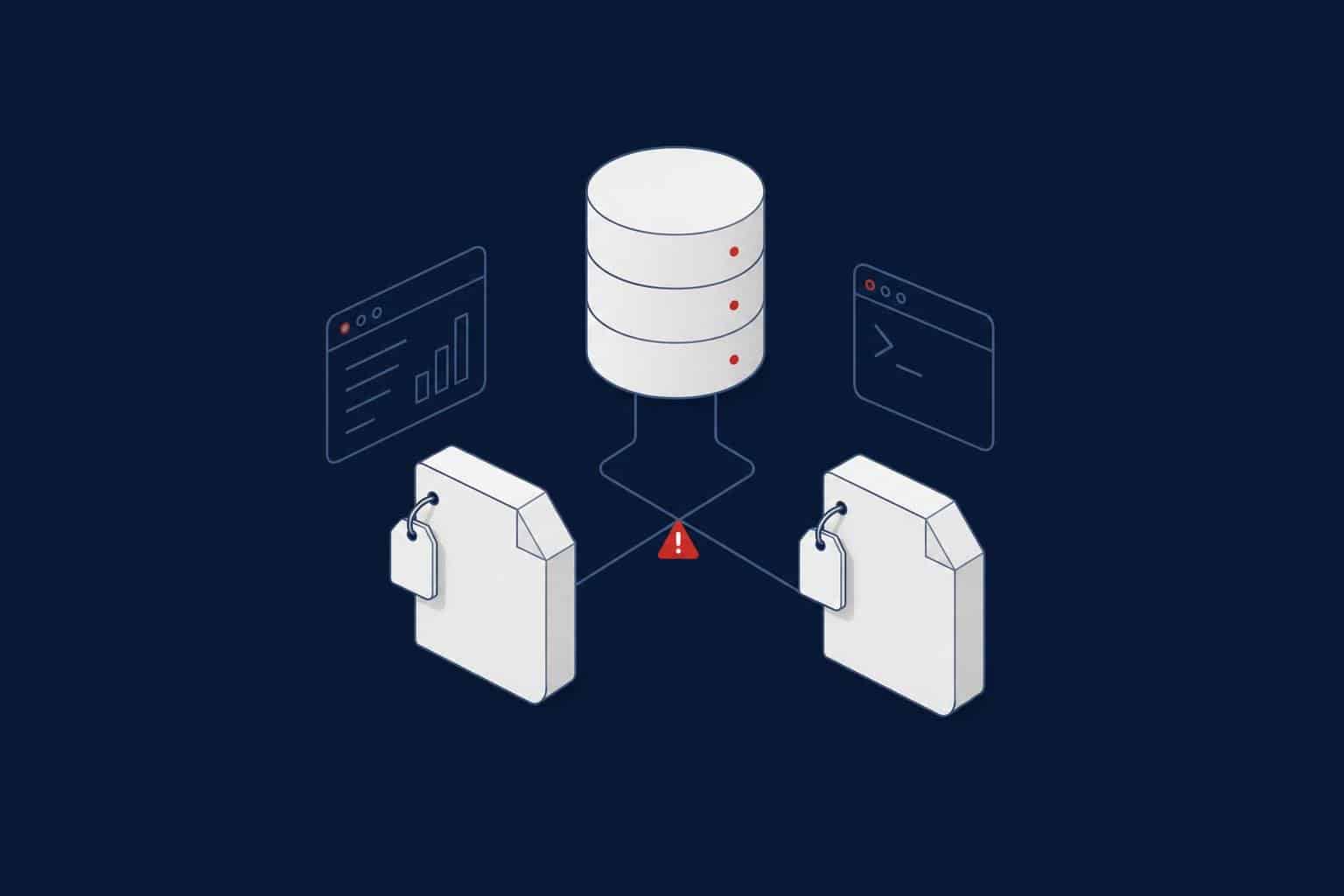 Two files with crossed mappings to a database, representing SQL Server error 5161 file id mismatch