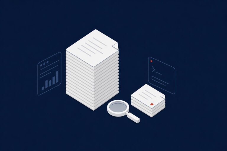 A tall stack of pages next to a small one, representing reducing logical reads in SQL Server query tuning