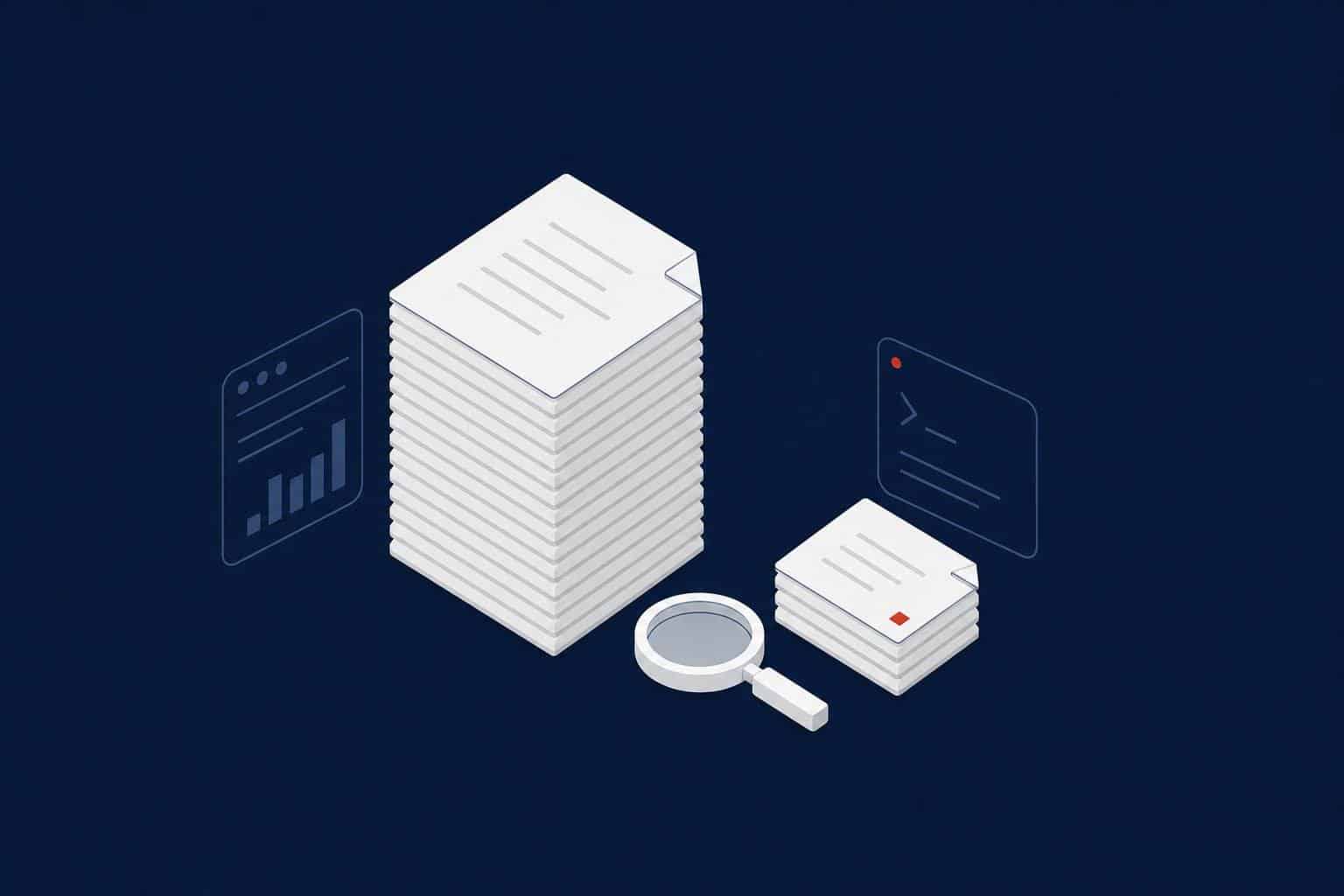 A tall stack of pages next to a small one, representing reducing logical reads in SQL Server query tuning