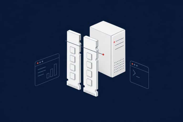 Memory modules with a limit line next to a server, representing the SQL Server max server memory setting