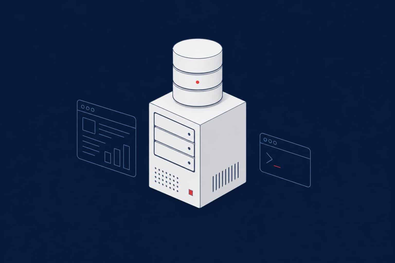 One server hosting three stacked databases, representing multiple SQL Server instances on one machine