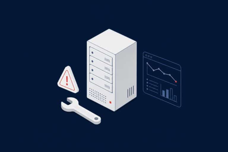 Server with a wrench and a warning sign, representing common SQL Server performance tuning mistakes