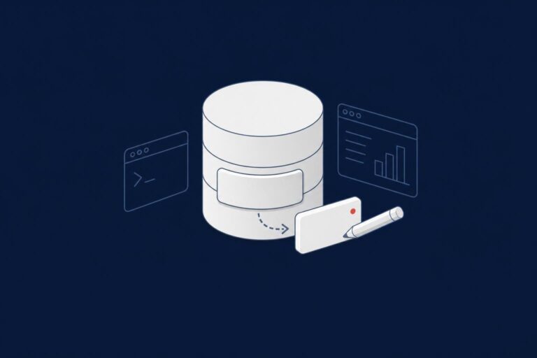 Database with its label being replaced, representing renaming a SQL Server database