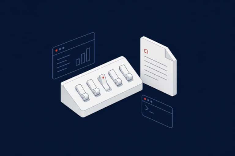 Control panel with toggle switches, one set differently, representing SQL Server SET options on objects