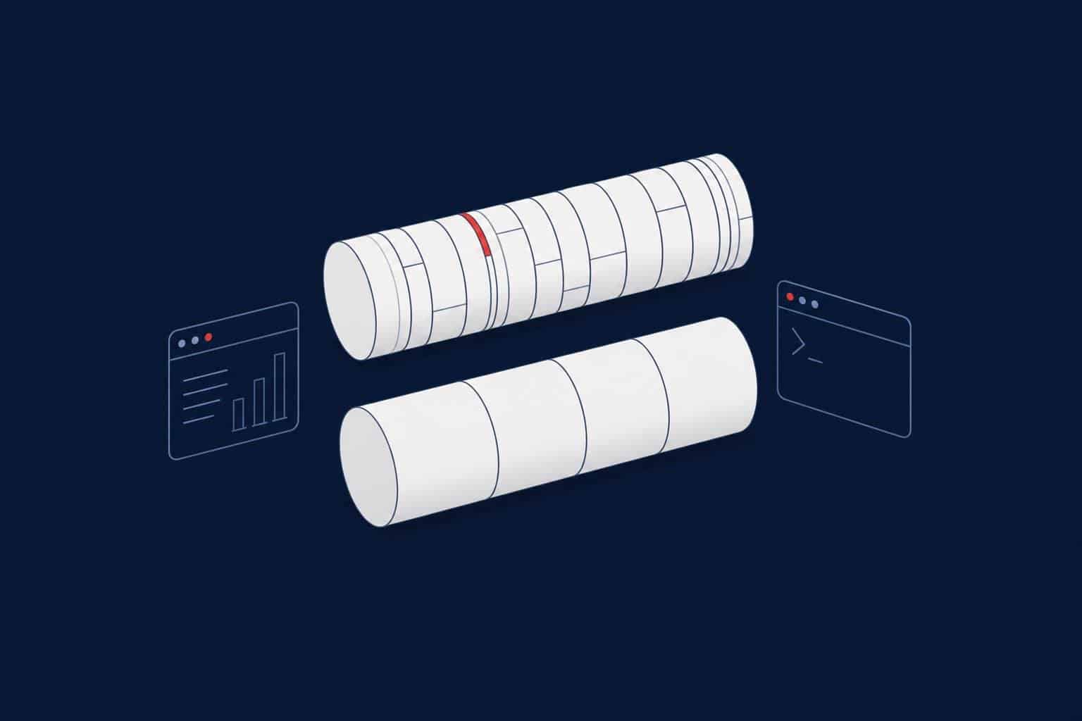 SQL Server transaction log with hundreds of small virtual log files compared to a healthy log with a few evenly sized VLFs
