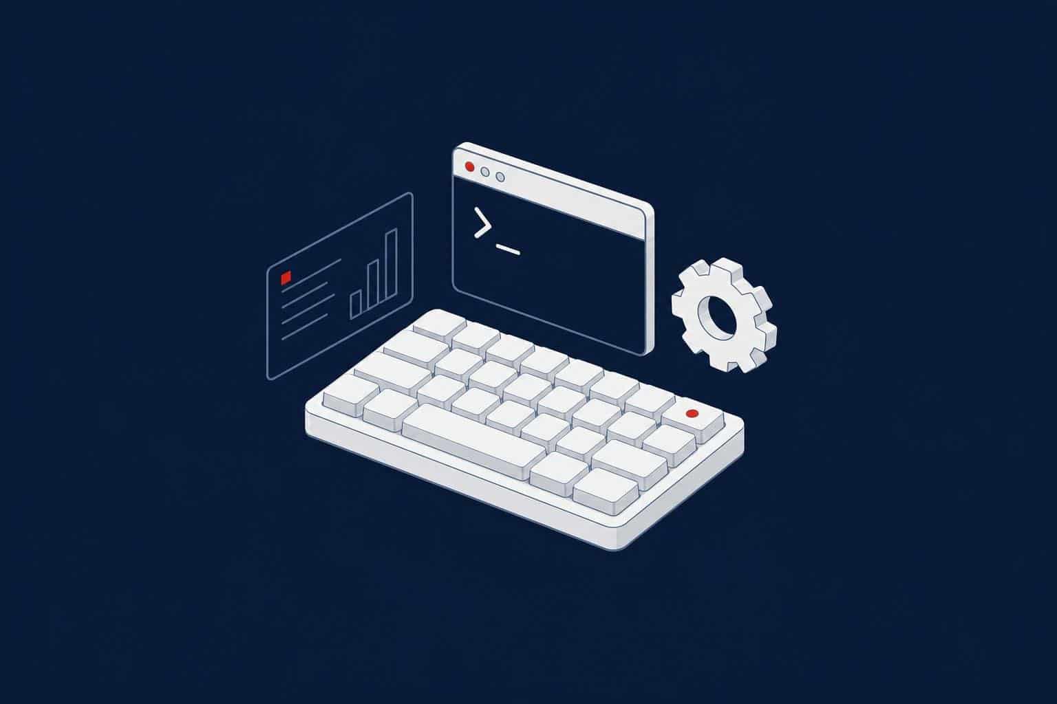 Keyboard and terminal window, representing the sqlcmd command-line tool for SQL Server